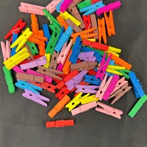 Colorful Mini Wooden Clothespins Set for Kids Crafting Art picture hanging new